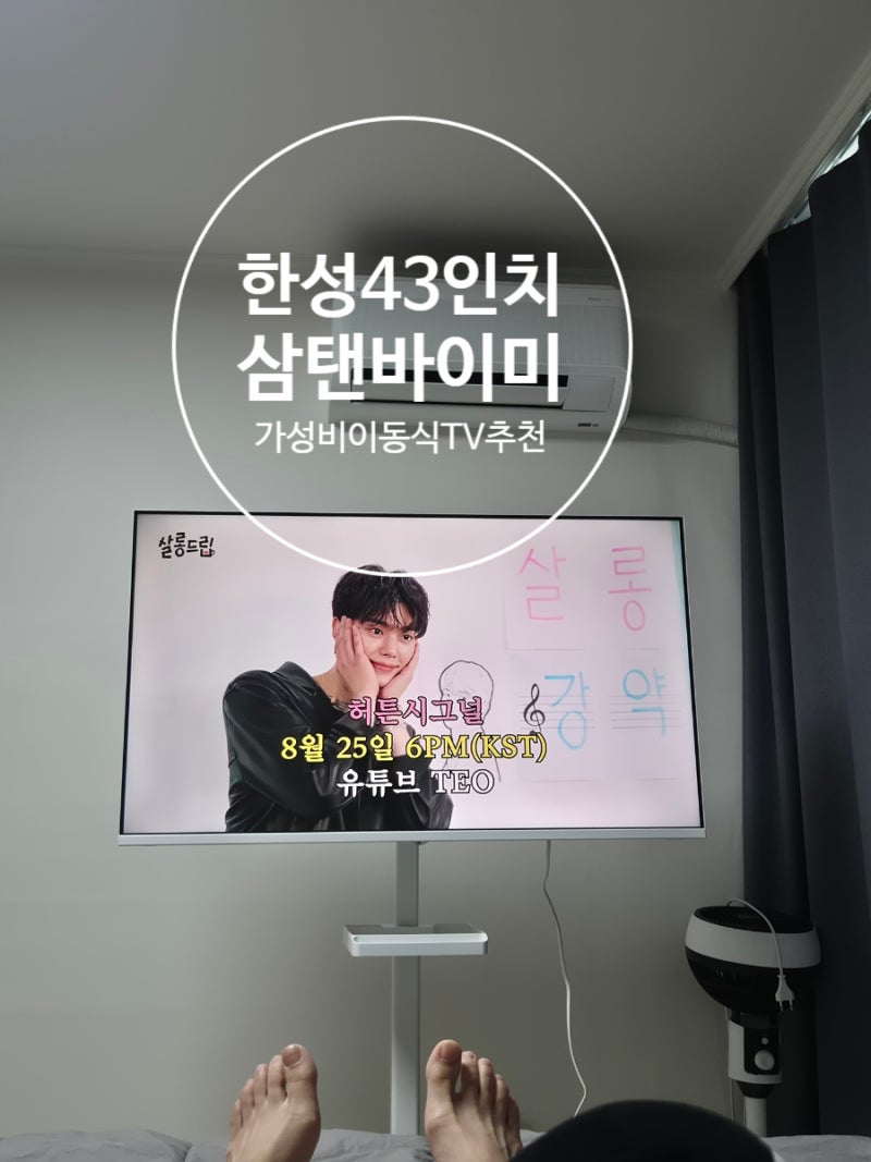 한성 삼탠바이미 43인치 세트 가성비 이동식TV 뷰스타일 화이트에디션