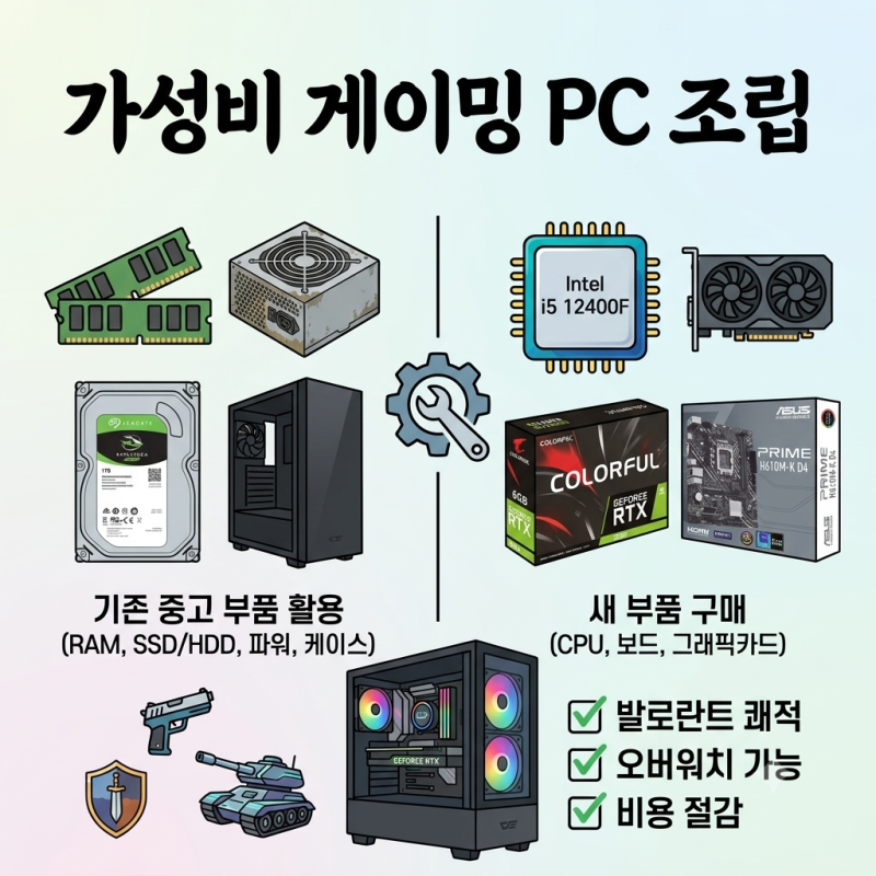요즘 램값 비싼데? 사용하던 컴퓨터 중고 부품 재활용해서 가성비 게이밍 PC 조립!