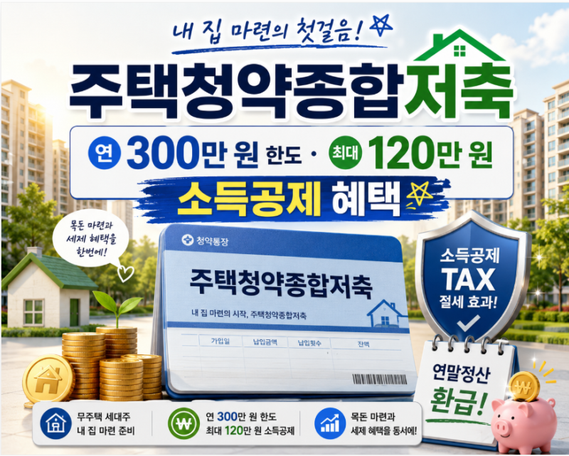 2026 주택청약종합저축 소득공제, 300만원 한도40% 계산방법 총정리