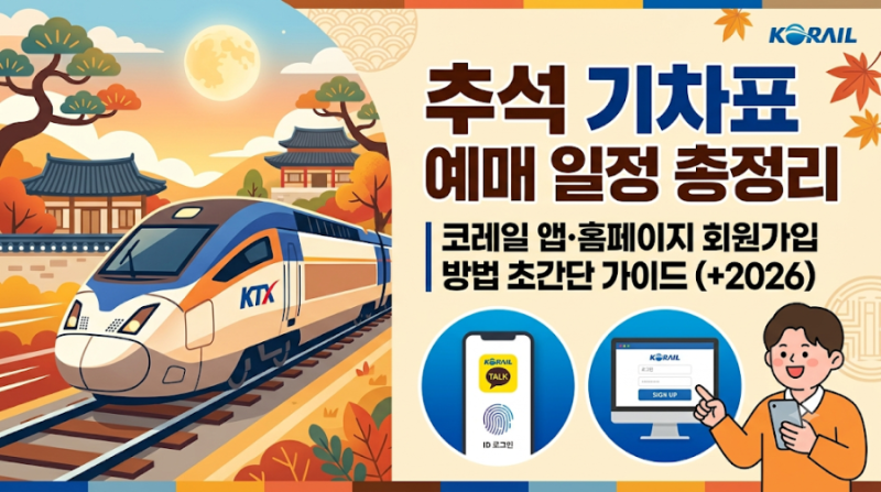 추석 기차표 예매 일정 총정리 | 코레일 앱·홈페이지 회원가입 방법 초간단 가이드(+2026)