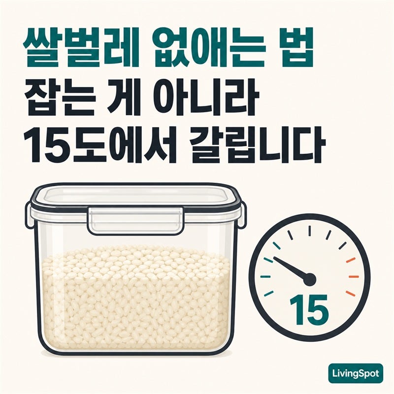 쌀벌레 없애는 법 — 잡는 게 아니라 15도에서 끊는 겁니다