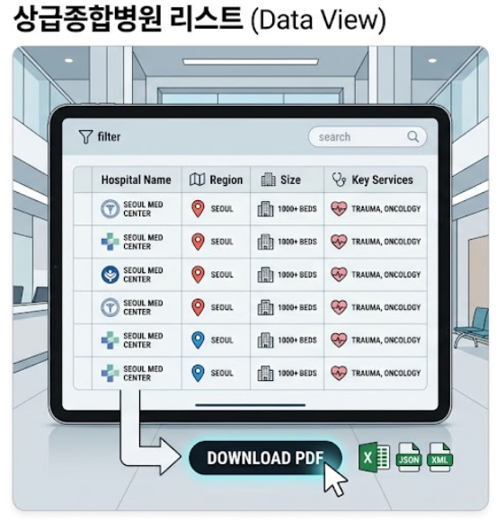 상급종합병원 리스트 지역별 순위 건강기록앱 무료 다운로드