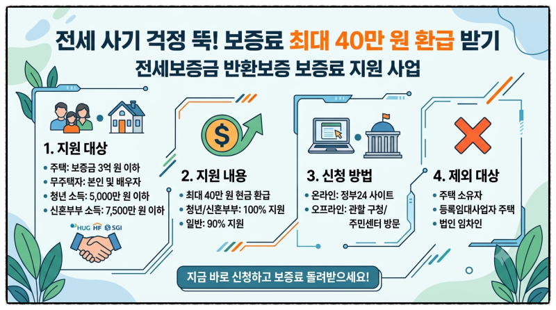 전세 사기도 막고 보증료 지원도 받고? 전세보증금 반환보증 보증료 지원 사업에 대한 조건, ....