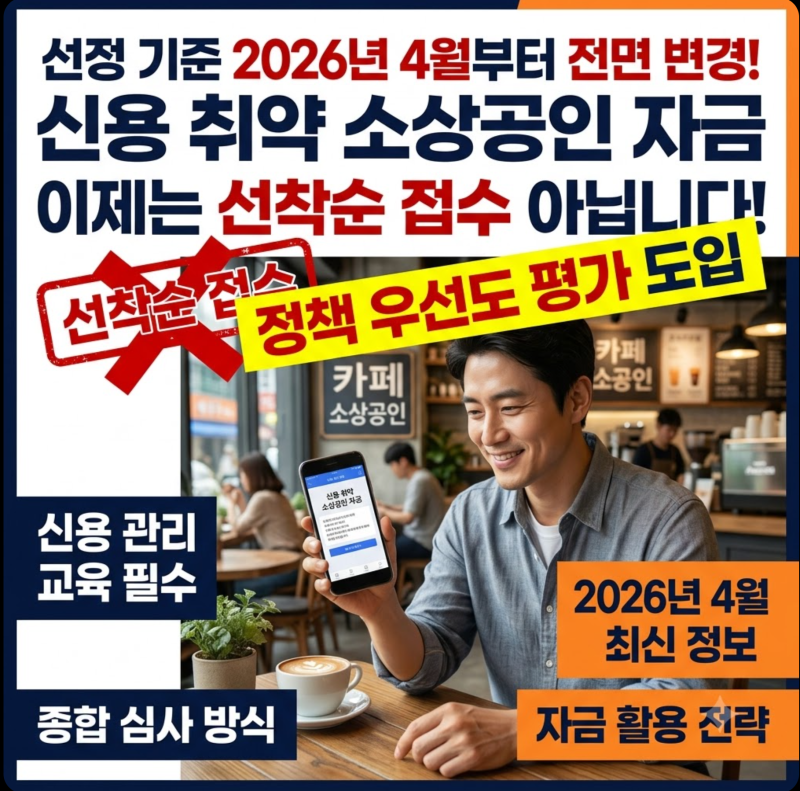 신용취약소상공인자금 선정 기준, 선착순 아닌 우선도 평가 4가지