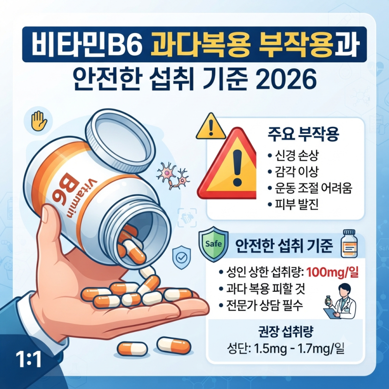비타민B6 과다복용 부작용과 안전한 섭취 기준 2026