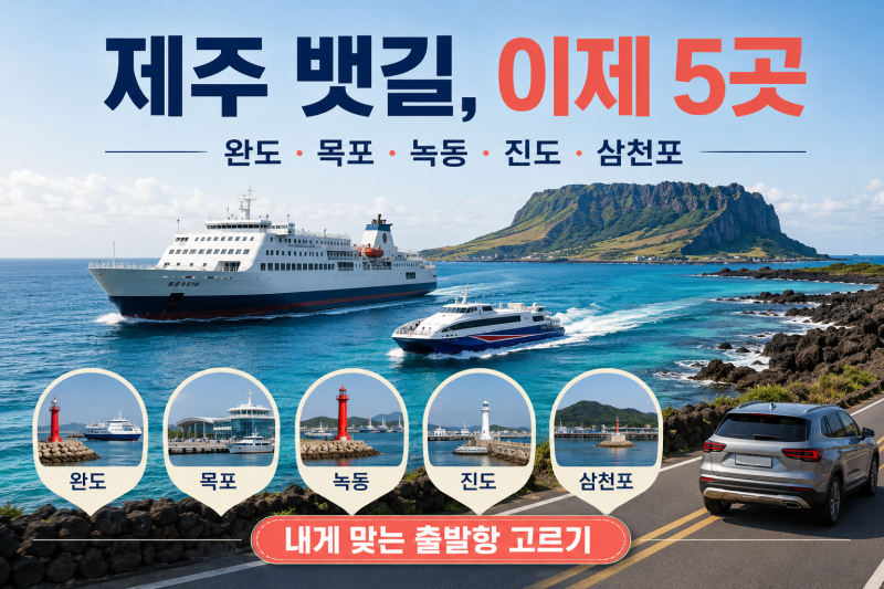 제주도 배편 총정리 2026｜완도·목포·녹동·진도 4개 항구 요금·시간·차량 완벽비교