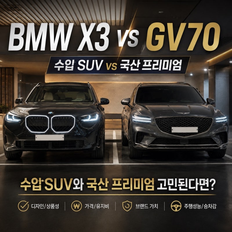 BMW X3 vs GV70｜수입 SUV와 국산 프리미엄 고민된다면?