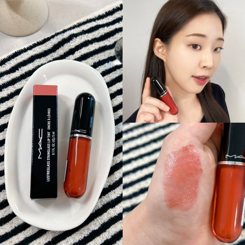 [review] 맥 러스터글래스 스테인글래스 립 틴트 | 제니 립으로 화제 된 XOXO 웜 피치 누드