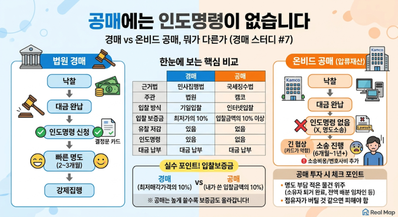 공매에는 인도명령이 없습니다 — 경매와 온비드 공매, 뭐가 다른가 (경매 스터디 #7)