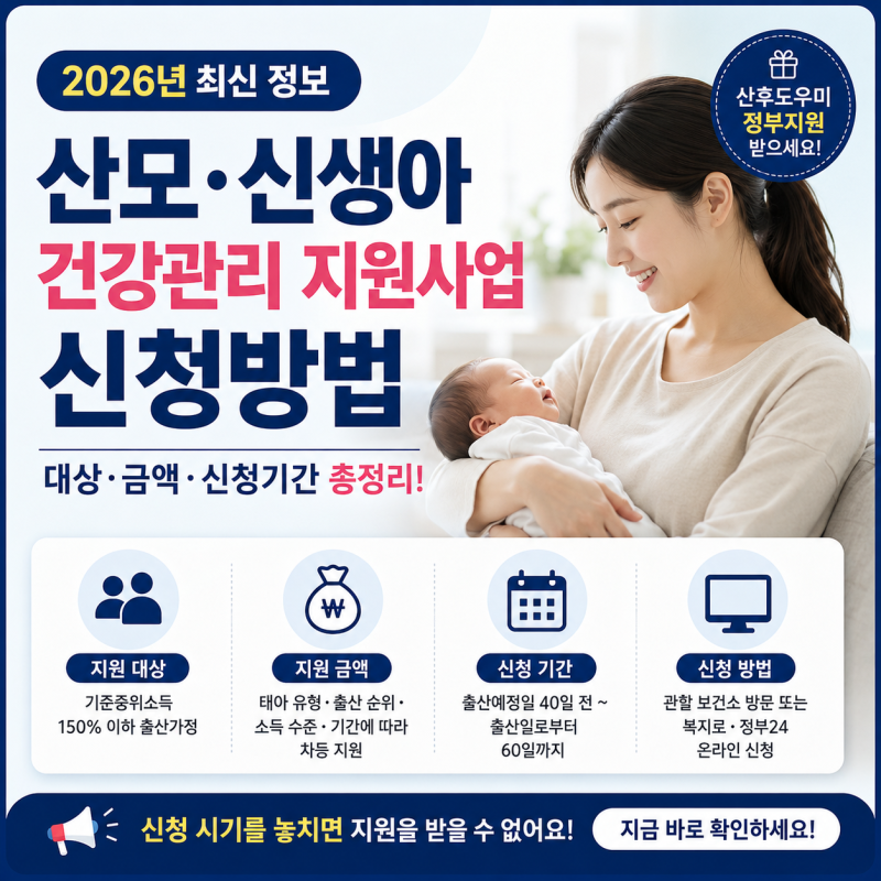 2026년 산모·신생아 건강관리 지원사업 신청방법 대상·금액·신청기간