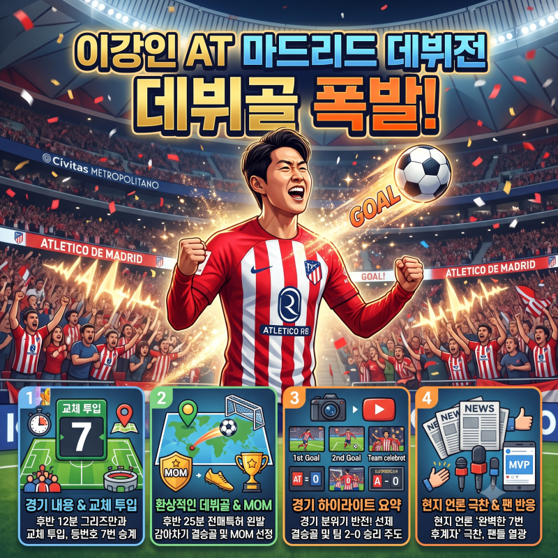 이강인 AT 마드리드 데뷔전 데뷔골 폭발! 2026 라리가 개막전 결승골 하이라이트