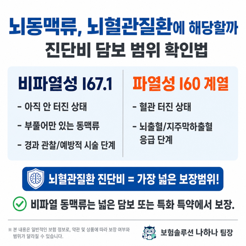 뇌동맥류, 뇌혈관질환에 해당할까｜진단비 담보 범위 확인법
