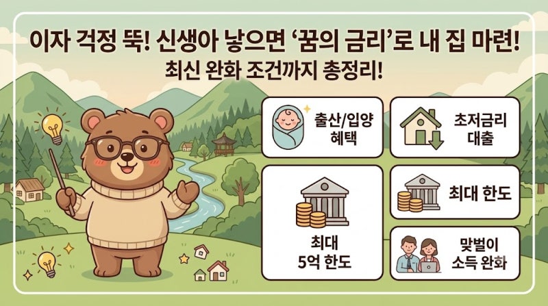 신생아 특례대출 조건 및 한도 최신판 완벽 정리! 내 집 마련 이자 부담 확 줄이는 꿀팁
