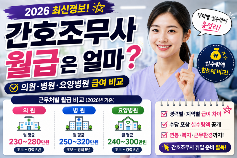 2026 간호조무사 월급은 얼마?｜의원·병원·요양병원 급여 비교