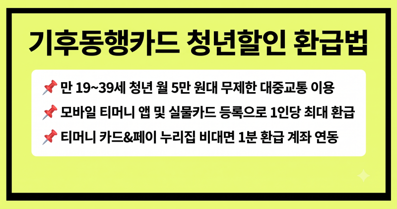 기후동행카드 청년할인 환급 신청 방법 및 모바일 티머니 등록 총정리