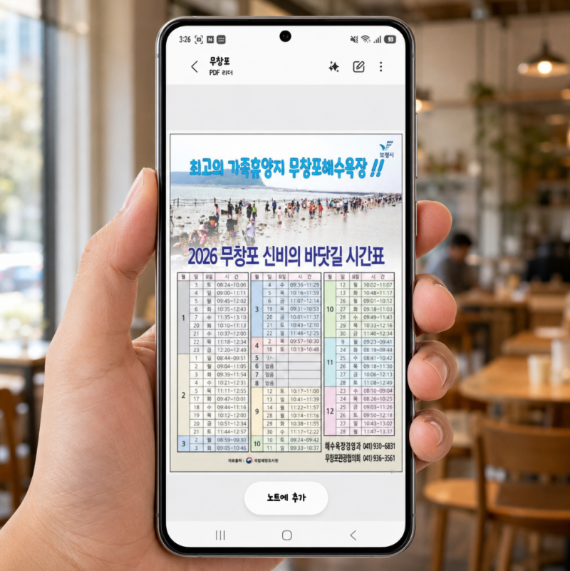 무창포 해수욕장 신비의 바닷 물때표 물때 시간표 보는법