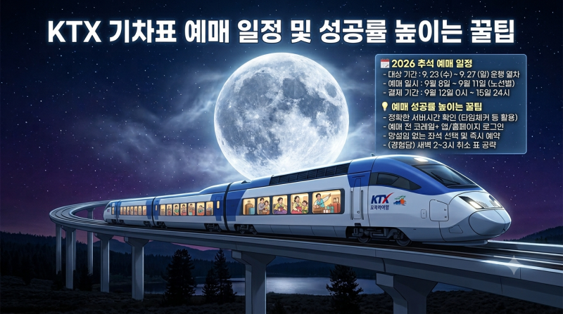 추석 KTX 기차표 예매 일정 및 성공률 높이는 꿀팁 (취소표 공략법 포함)