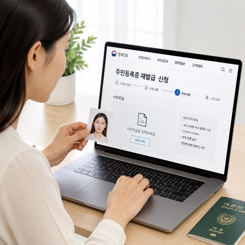 주민등록증 재발급 인터넷 신청, 사진 규격과 수수료 차이