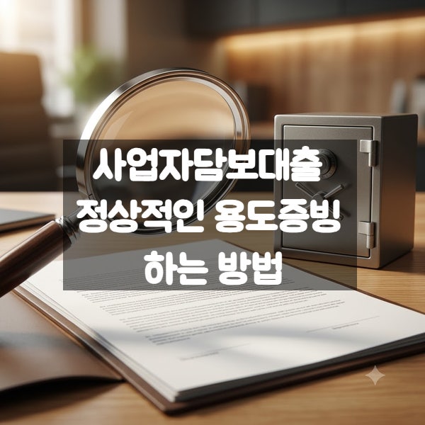 사업자담보대출 정상적인 용도증빙 하는 방법