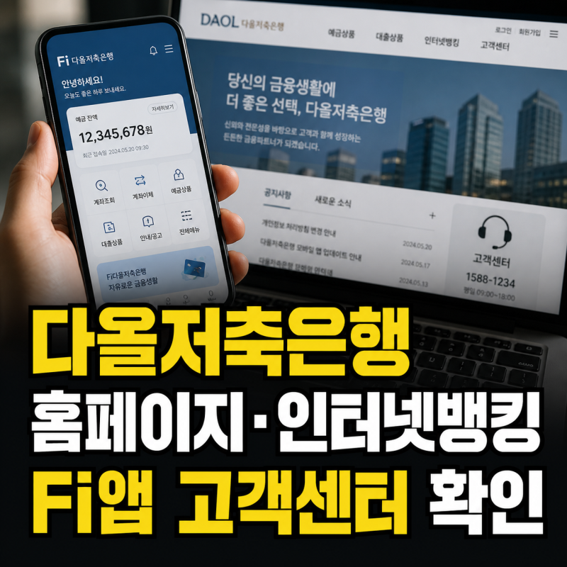 다올저축은행 홈페이지 바로가기와 인터넷뱅킹, Fi앱, 고객센터 전화번호