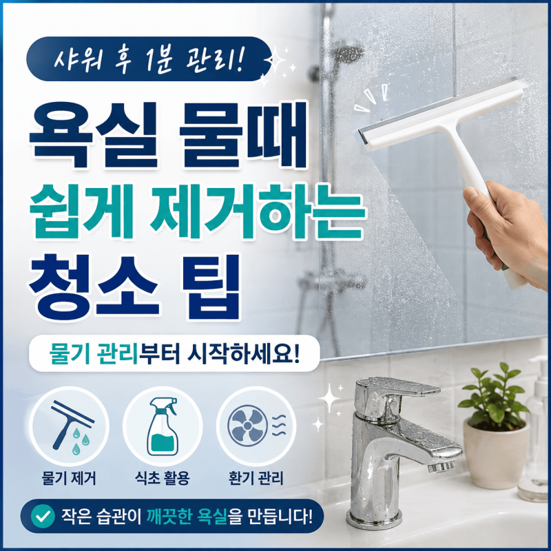 욕실 물때 쉽게 제거하는 방법｜샤워 후 1분 관리로 청소 부담 줄이기