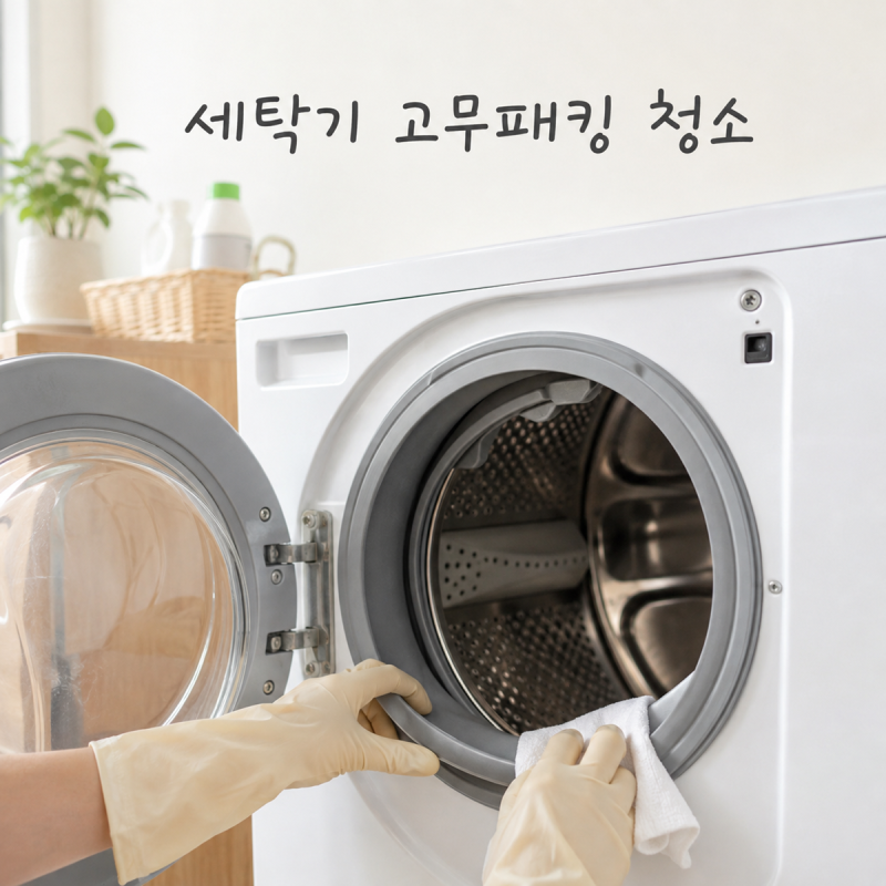 세탁기 고무패킹 청소 방법과 곰팡이 제거 순서