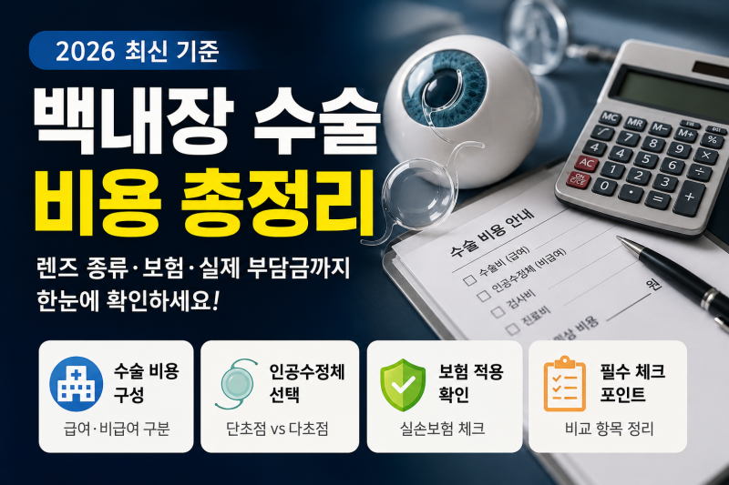 백내장 수술 비용 얼마일까? 수술 가격과 렌즈 비용 차이 정리