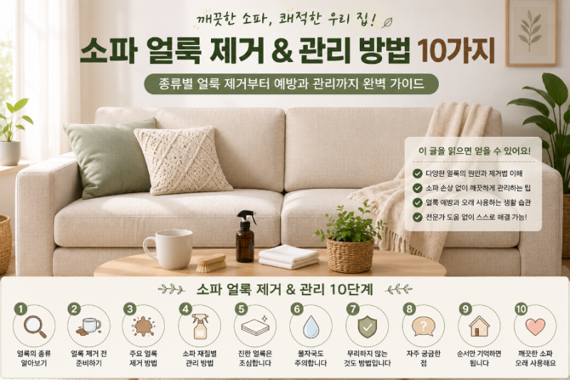 소파 얼룩 제거 방법 집에서 깨끗하게 지우는 방법