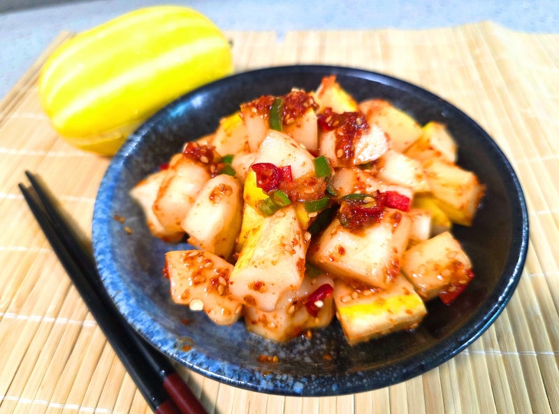 맛없는 참외 요리[참외 깍두기 만드는 법]유기농 참외/즉석 참외 무침 정말 맛있어요