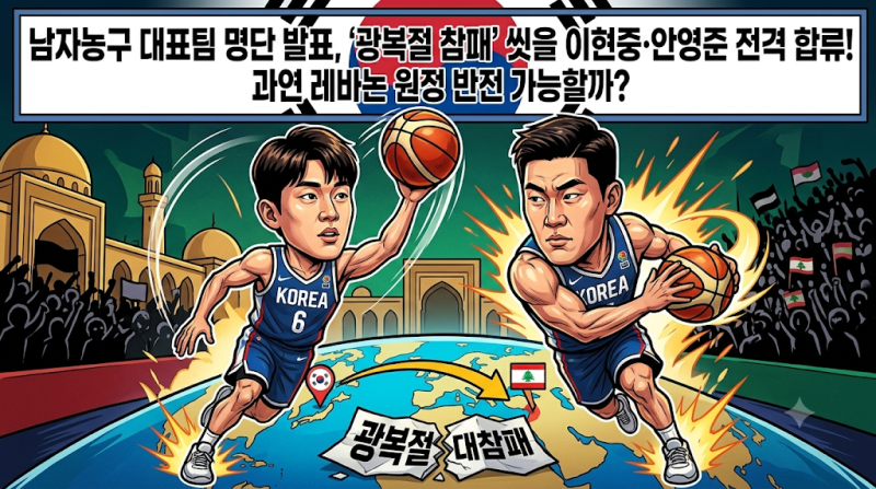 남자농구 대표팀 명단 발표, '광복절 참패' 씻을 이현중·안영준 전격 합류! 과연 레바논 원정....