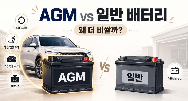 자동차 배터리 바꾸려는데 AGM이 왜 이렇게 비싸지? 일반 배터리와 비교해봤습니다
