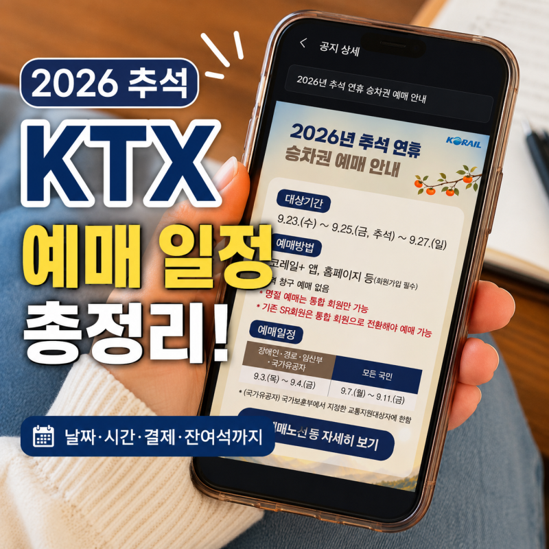 2026 추석 연휴 KTX 예매 일정 날짜 시간 총정리