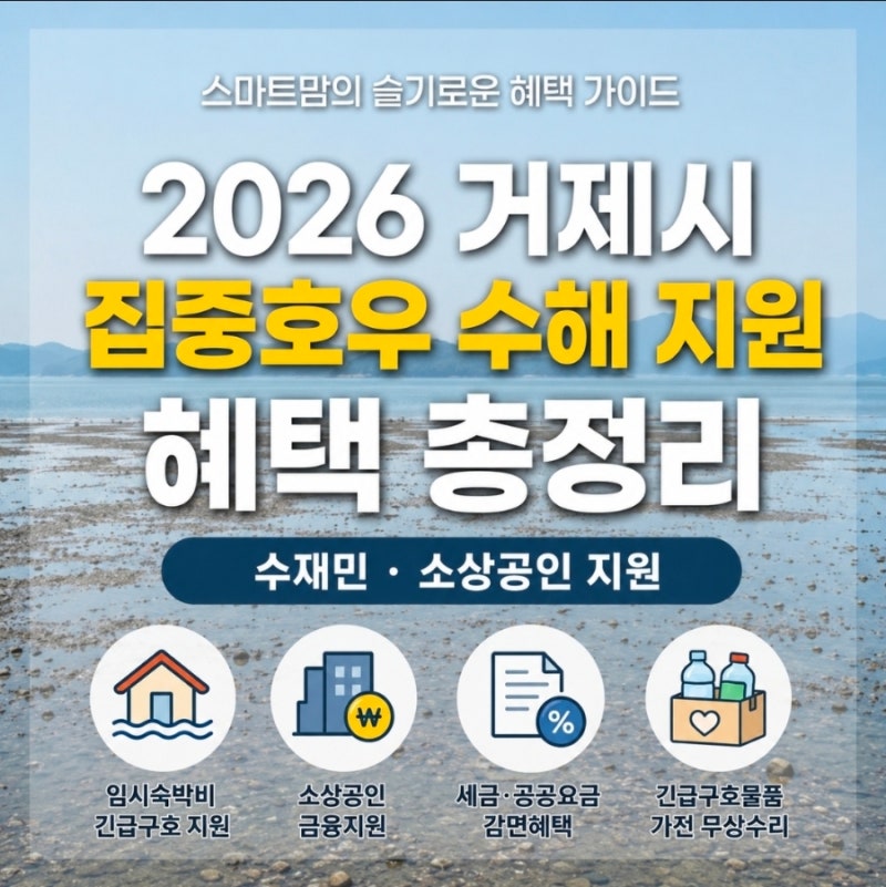 2026 거제시 집중호우 수해 지원 혜택 총정리 (수재민·소상공인 지원)