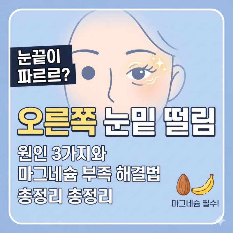 눈끝이 파르르? 오른쪽 눈밑 떨림 원인 3가지와 마그네슘 부족 해결법 총정리