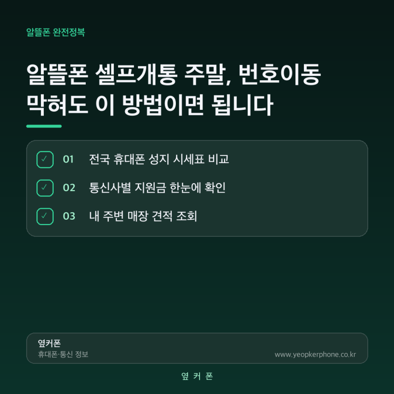 알뜰폰 셀프개통 주말, 번호이동 막혀도 이 방법이면 됩니다
