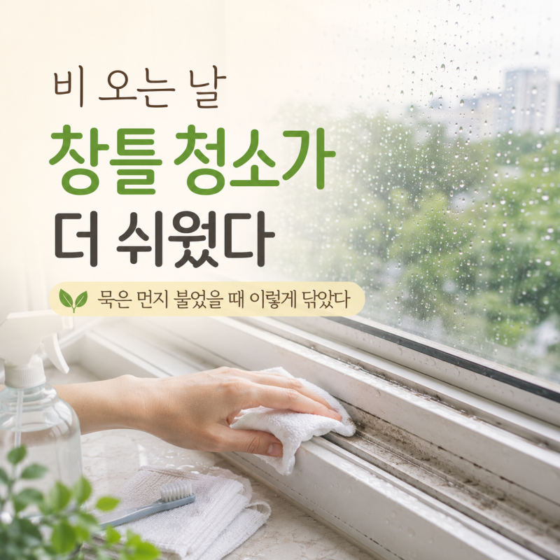 비 오는 날 창틀 청소가 더 쉬웠다, 묵은 먼지 불었을 때 이렇게 닦았다