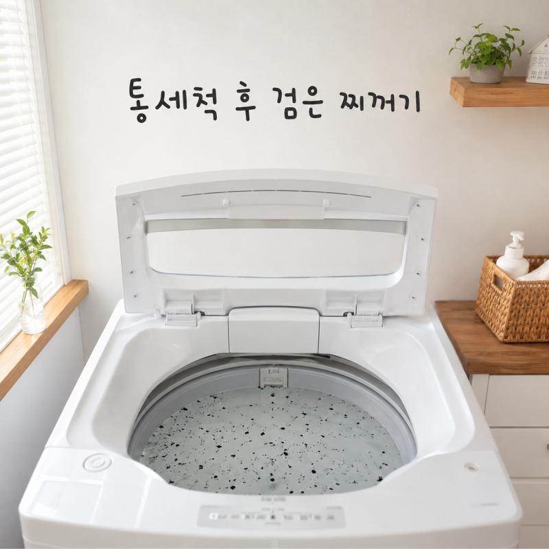 통돌이 세탁기 통세척 후 떠오른 찌꺼기 어떻게 없앨까요