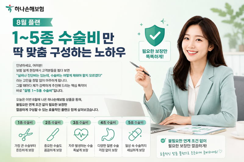 하나손해보험 1~5종 수술비 보장 범위와 군더더기 없는 설계 노하우