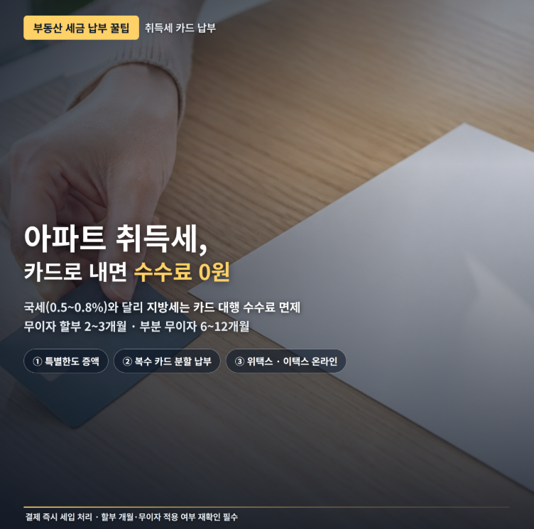 아파트 취득세 신용카드 무이자 납부 방법: 수수료 없는 할부 결제 및 한도 증액