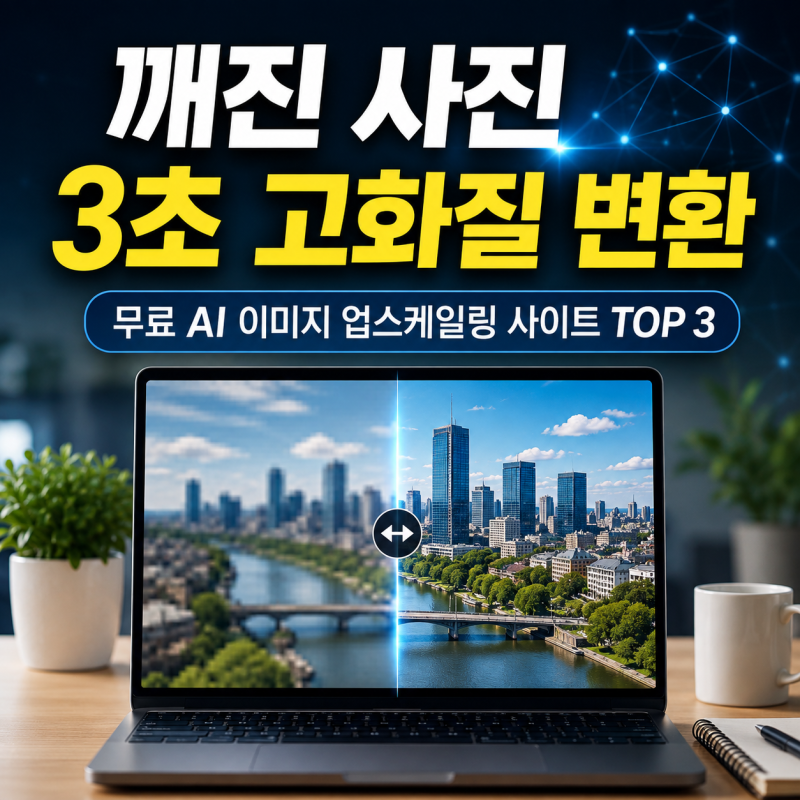 흐릿하고 깨진 사진 3초 만에 선명하게! AI 이미지 고화질 변환 무료 사이트 추천 TOP 3