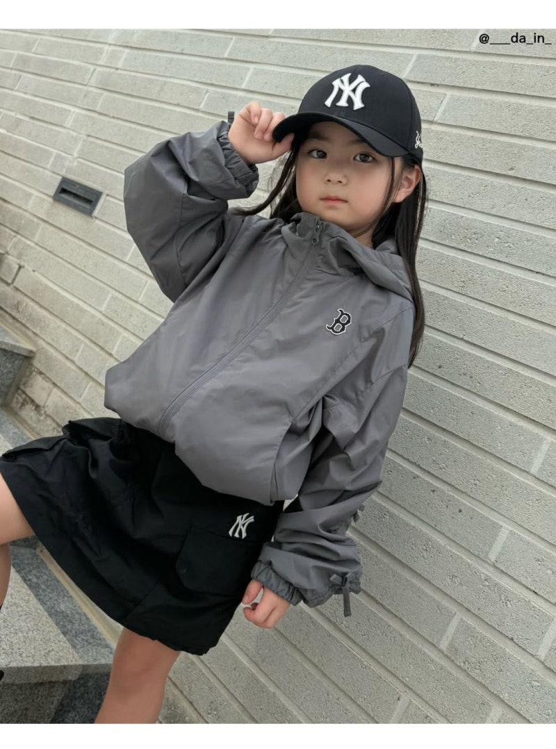 MLB키즈바람막이 여아 주니어자켓 크롭 스트릿 무드 간절기 코디