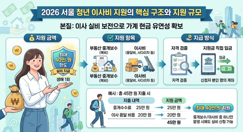 2026 서울 청년 이사비 지원(최대 40만 원) 신청 조건 및 실전 가이드