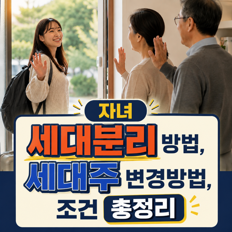 자녀 세대분리 방법, 세대주 변경방법, 조건 총정리