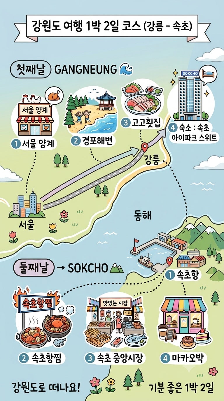 강릉 속초 여행 코스 1박2일 맛집 루트
