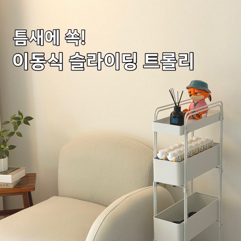 이동식 슬라이딩 트롤리 선반 홈비 제품으로 좁은공간 틈새 정리 끝낸 후기