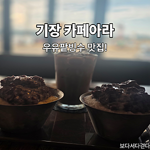 기장 문중방파제 카페아라, 우연히 들렀다가 우유팥빙수 때문에 다시 찾는 곳