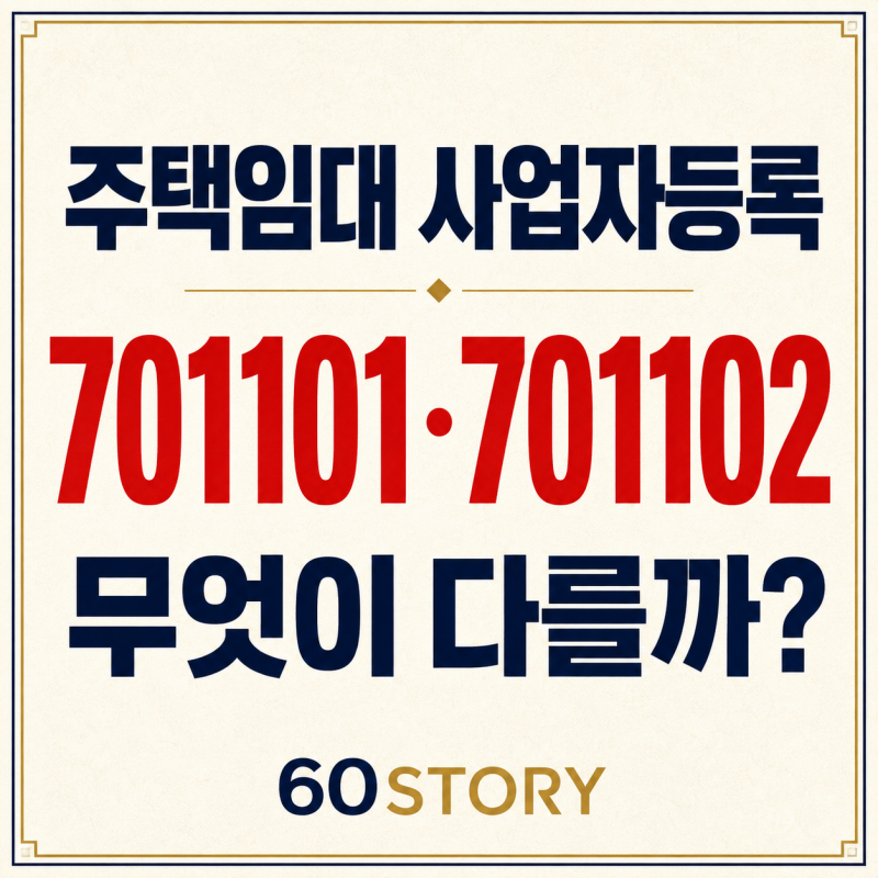 주택임대소득 사업자등록 해야 할까? : 업종코드 701101·701102와 세금 차이(2026년)
