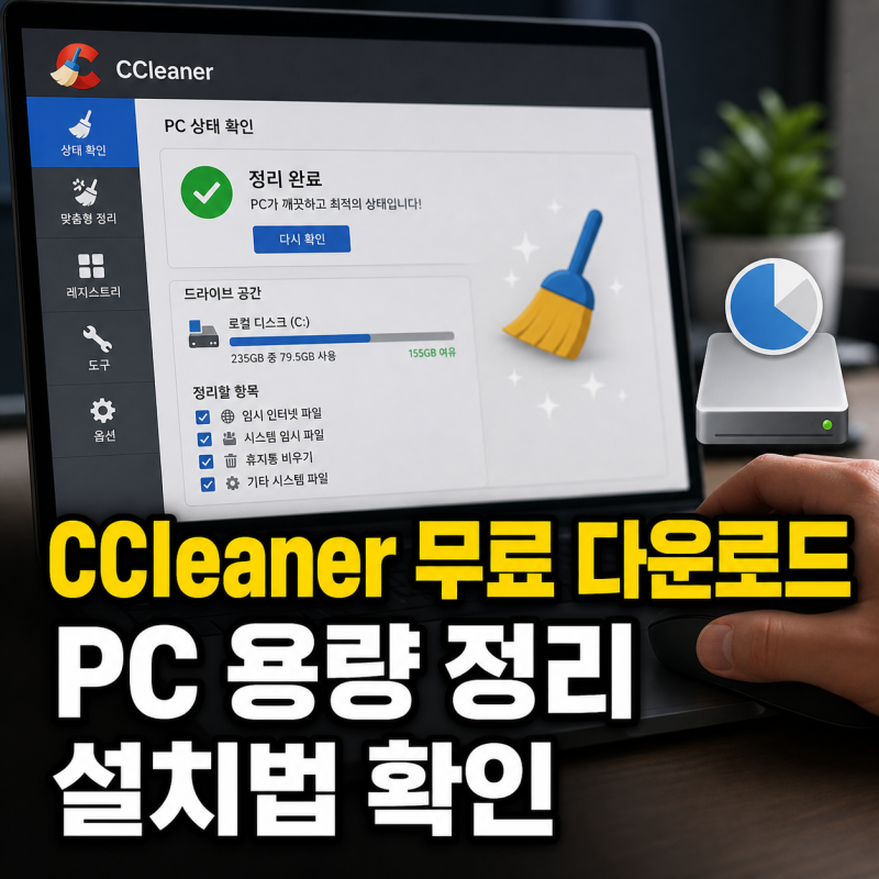 CCleaner 무료 다운로드로 PC 용량 정리하는 설치법
