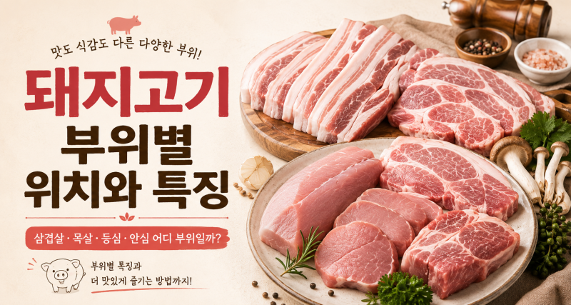 돼지고기 부위별 위치와 특징｜삼겹살·목살·등심·안심·앞다리·뒷다리 어디 부위일까?