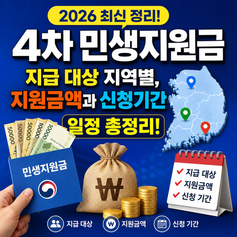 2026 4차 민생지원금 지급 대상 지역별, 지원금액과 신청기간 일정총정리